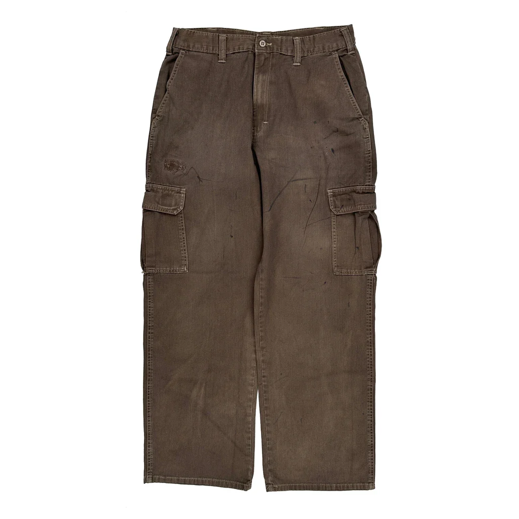 Dickies Baggy Loose Fit Cargo Trousers - 31W 30L Brown Cotton - Image 2