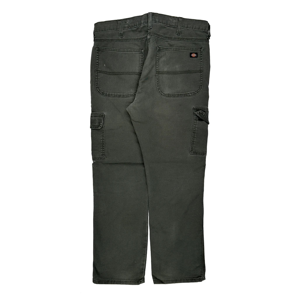 Dickies Cargo Trousers - 36W 30L Grey Cotton Blend