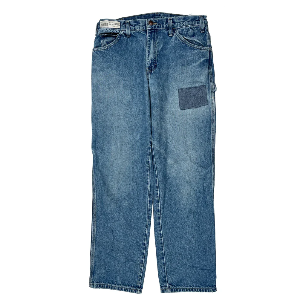 Dickies Patched Carpenter Jeans - 32W 31L Blue Cotton - Image 2