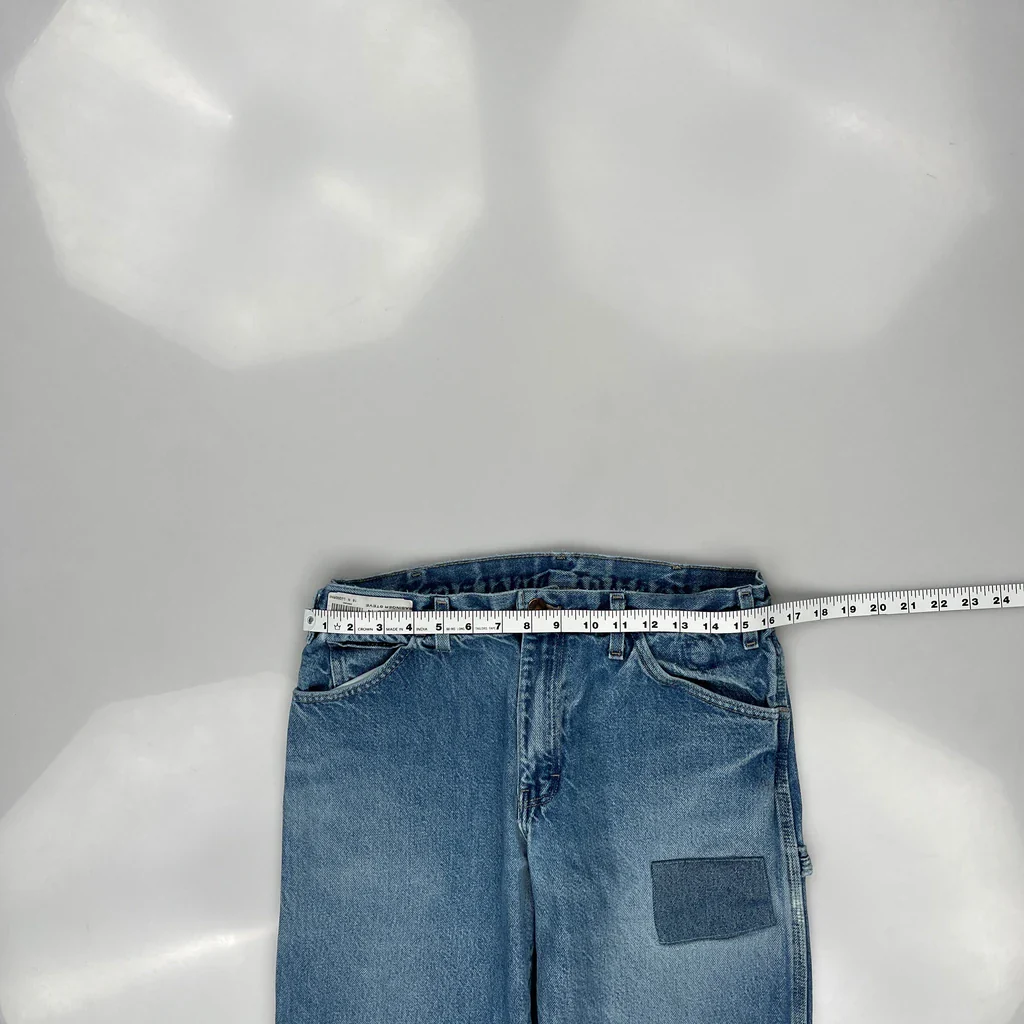 Dickies Patched Carpenter Jeans - 32W 31L Blue Cotton - Image 3