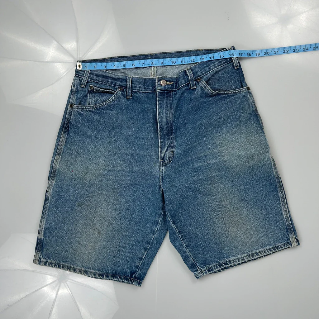 Dickies Baggy Carpenter Shorts - 32W 10L Blue Cotton - Image 3