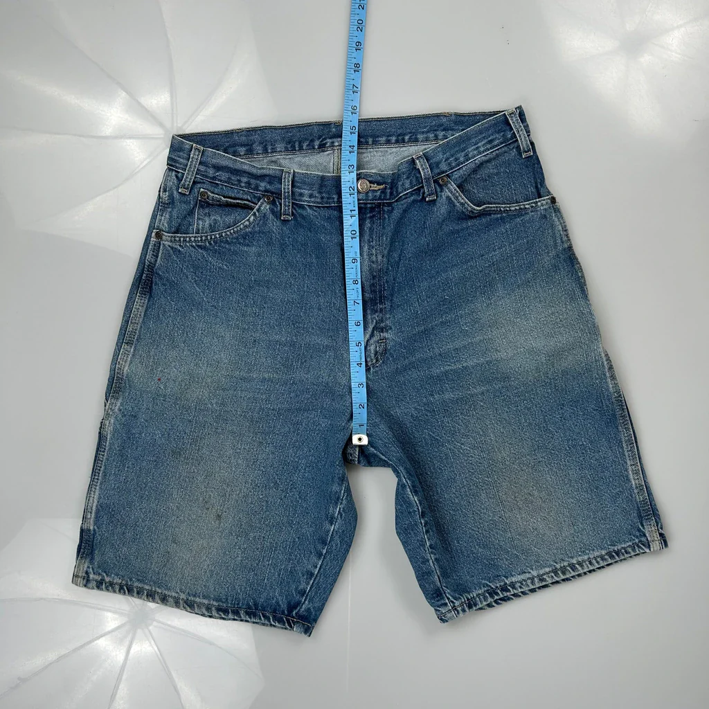Dickies Baggy Carpenter Shorts - 32W 10L Blue Cotton - Image 4