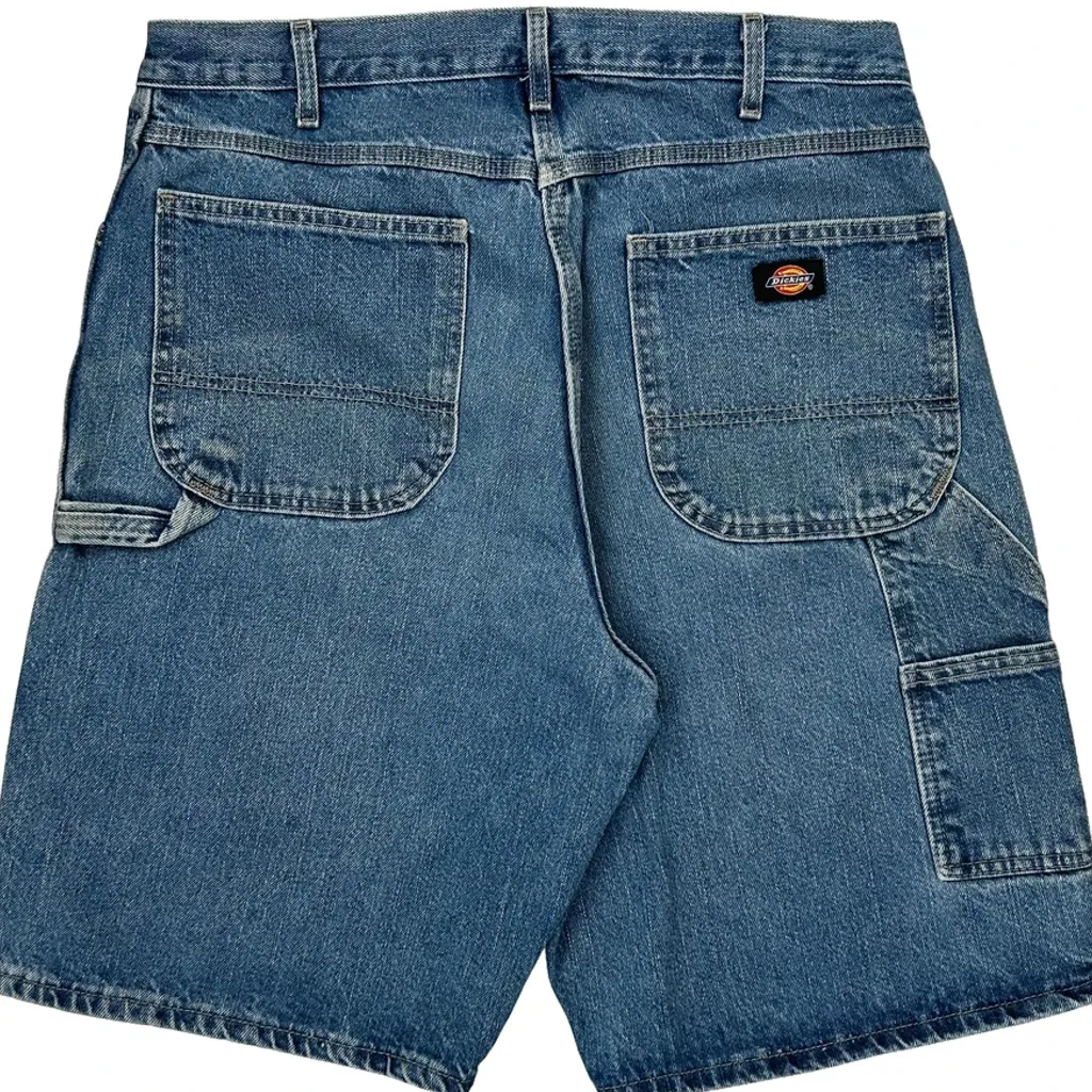 Dickies Baggy Carpenter Shorts - 32W 10L Blue Cotton - Image 7