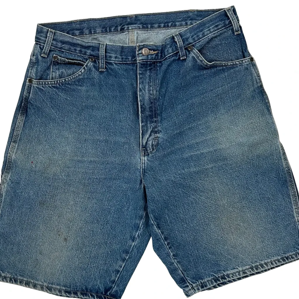 Dickies Baggy Carpenter Shorts - 32W 10L Blue Cotton - Image 9