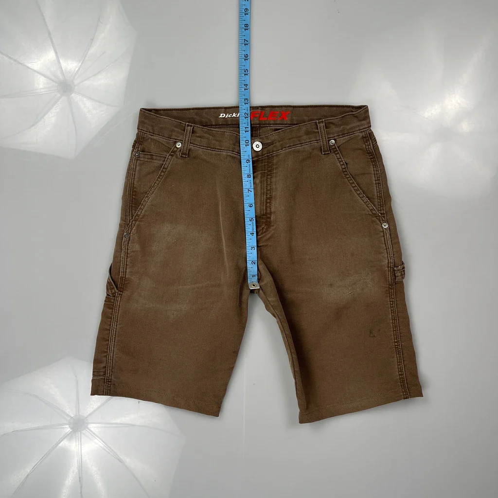 Dickies Carpenter Shorts - 30W 11L Brown Cotton - Image 4