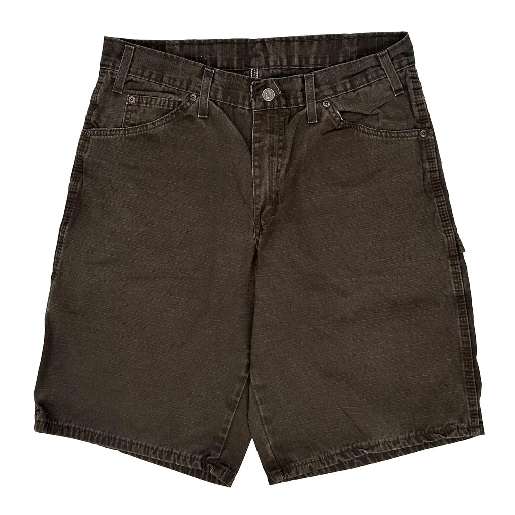 Dickies Baggy Carpenter Shorts - 32W 9L Brown Cotton - Image 2