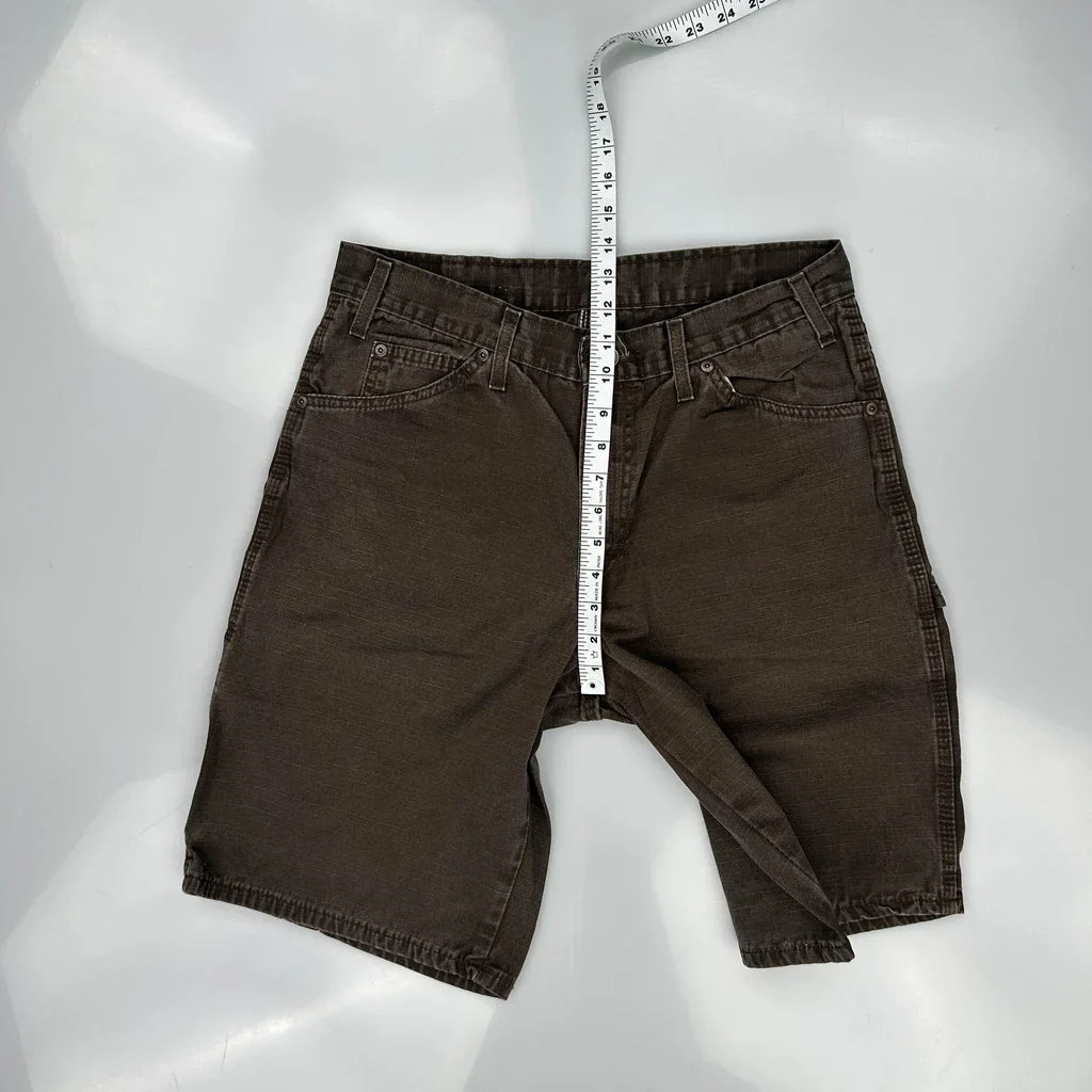 Dickies Baggy Carpenter Shorts - 32W 9L Brown Cotton - Image 4