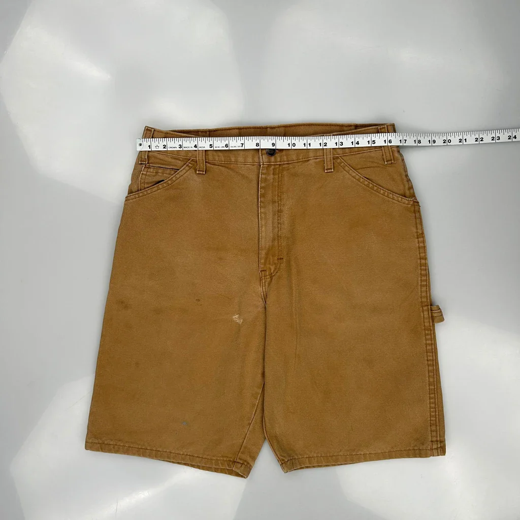 Dickies Baggy Carpenter Shorts - 33W 10L Brown Cotton - Image 3