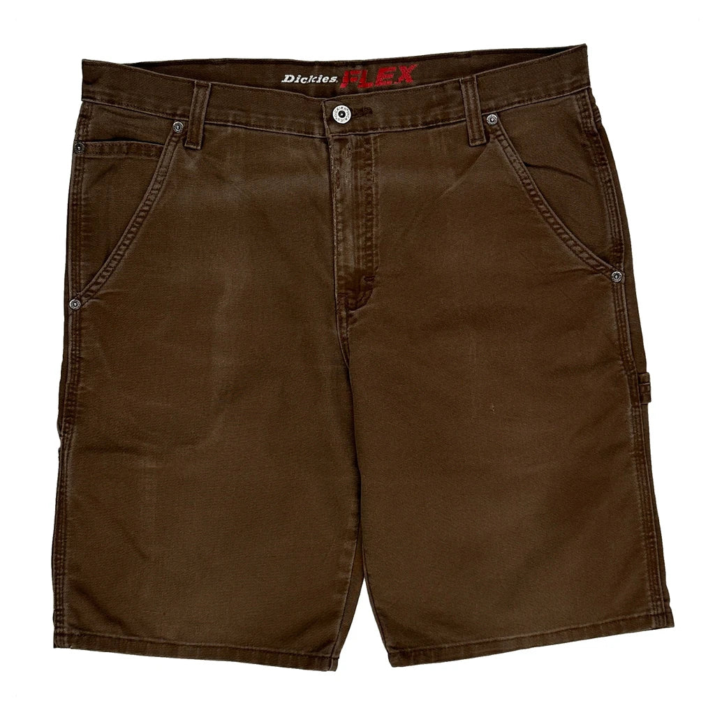 Dickies Baggy Carpenter Shorts - 35W 10L Brown Cotton Blend - Image 2