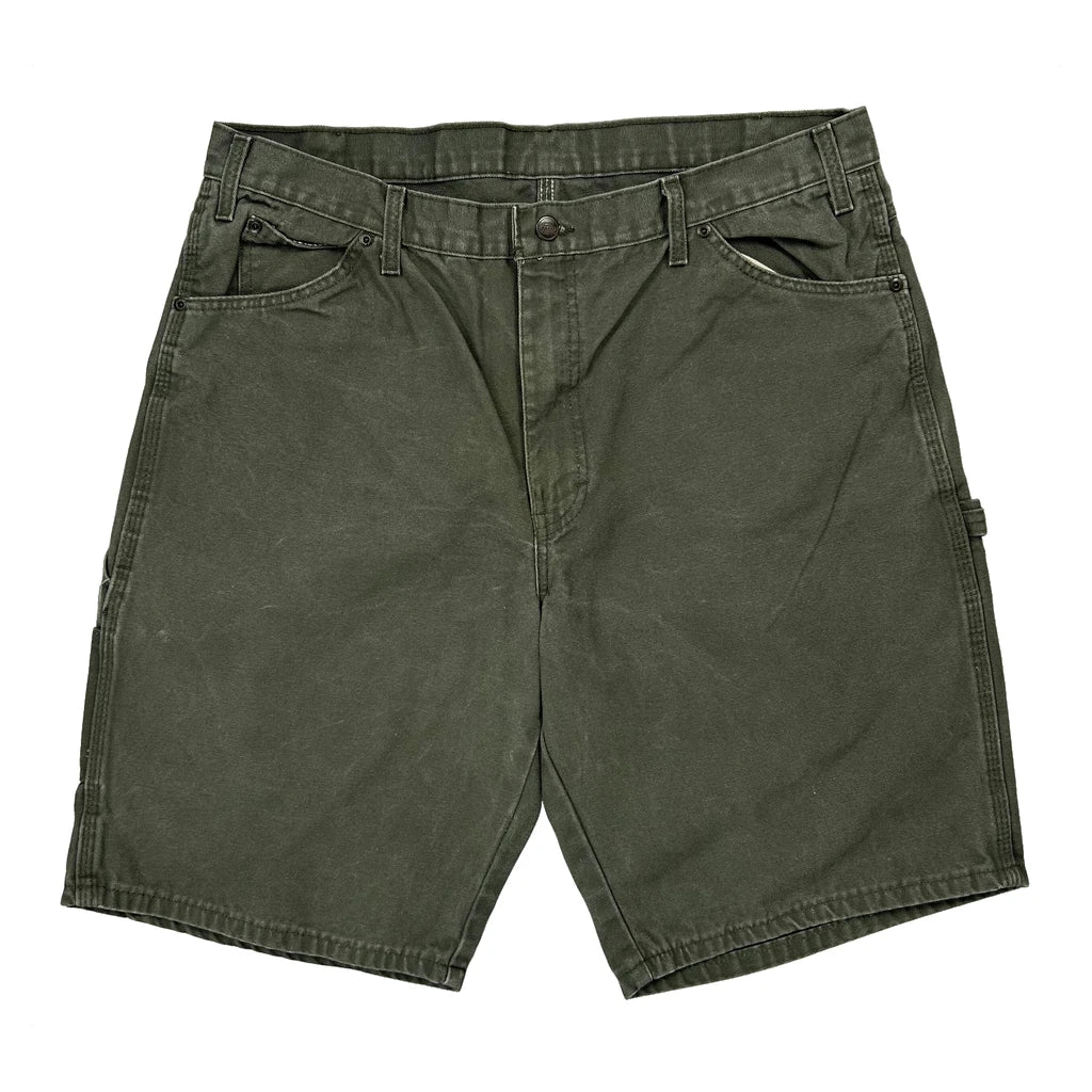 Dickies Baggy Carpenter Shorts - 36W 10L Green Cotton - Image 2