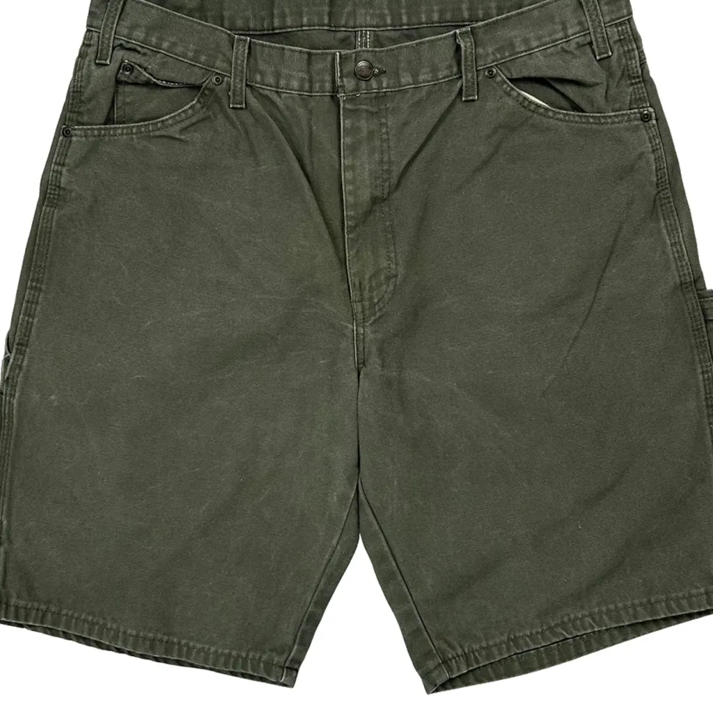 Dickies Baggy Carpenter Shorts - 36W 10L Green Cotton - Image 9