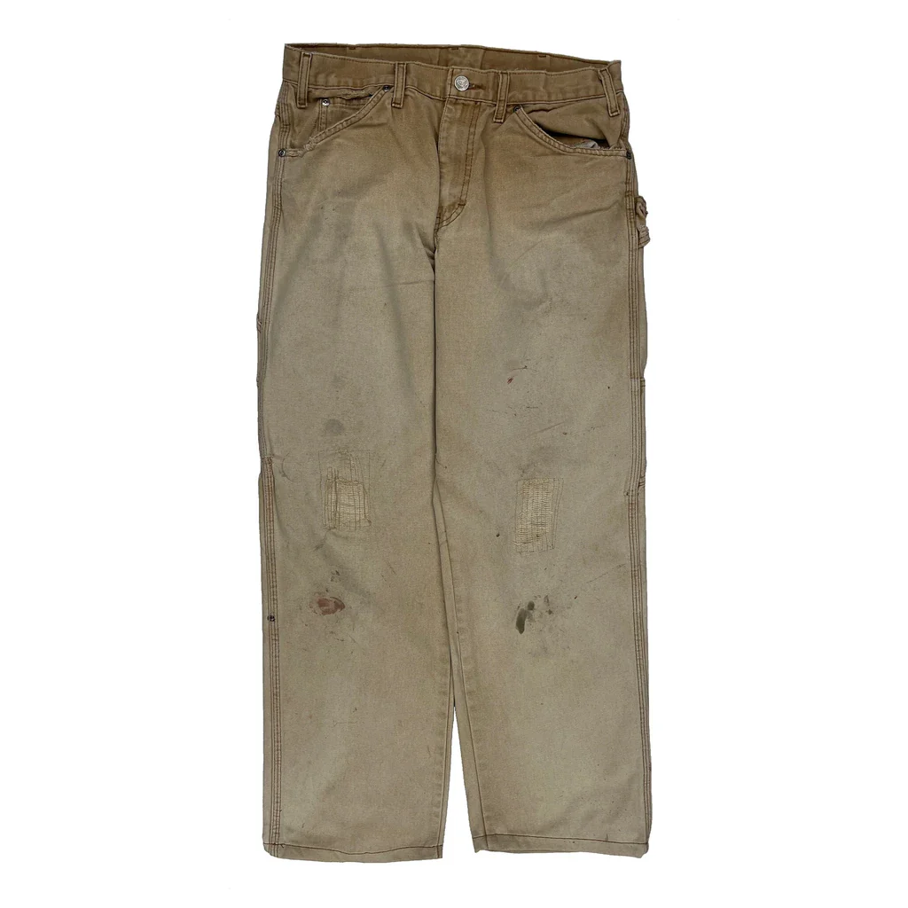 Dickies Carpenter Trousers - 31W 29L Beige Cotton - Image 2