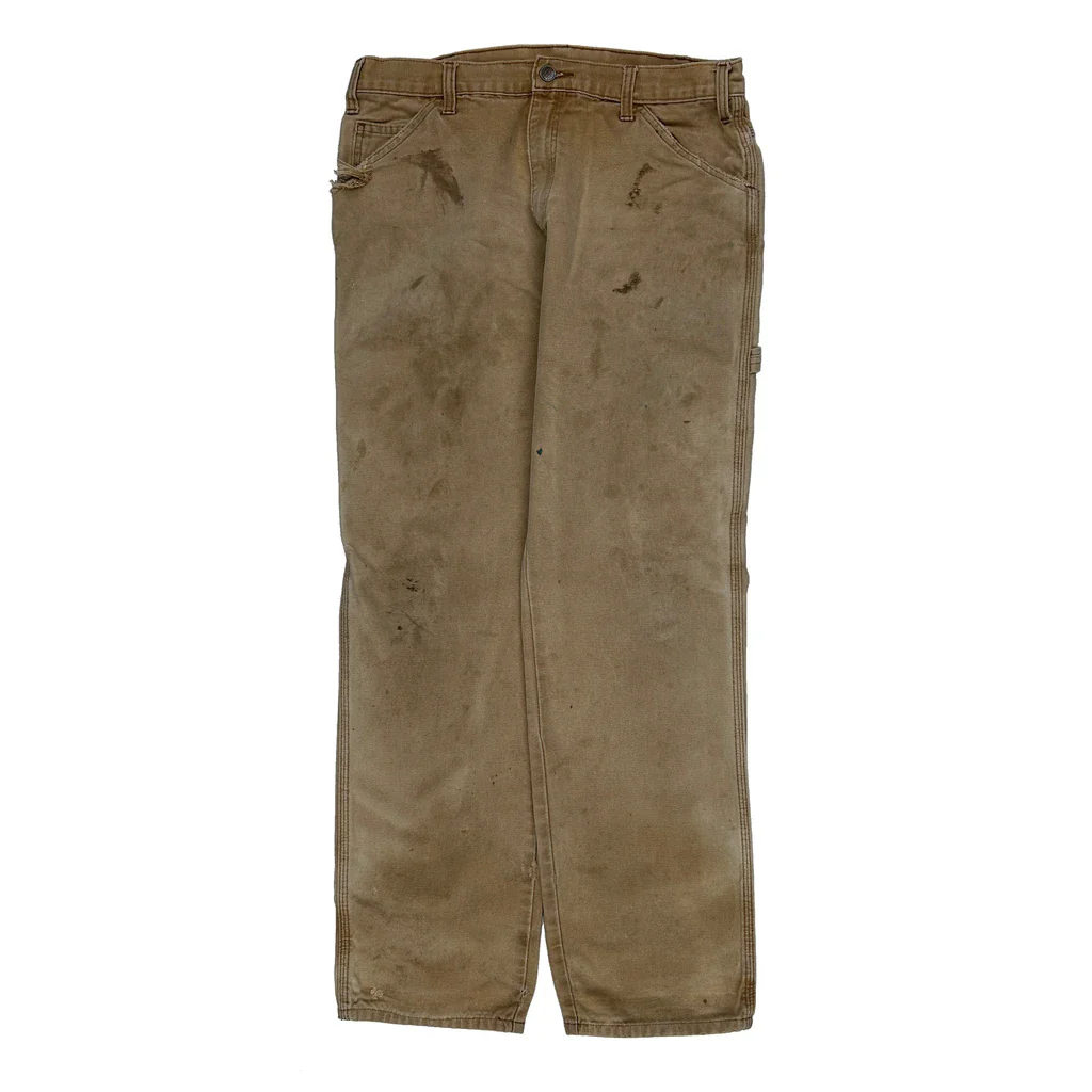 Dickies Carpenter Trousers - 32W 32L Beige Cotton - Image 2