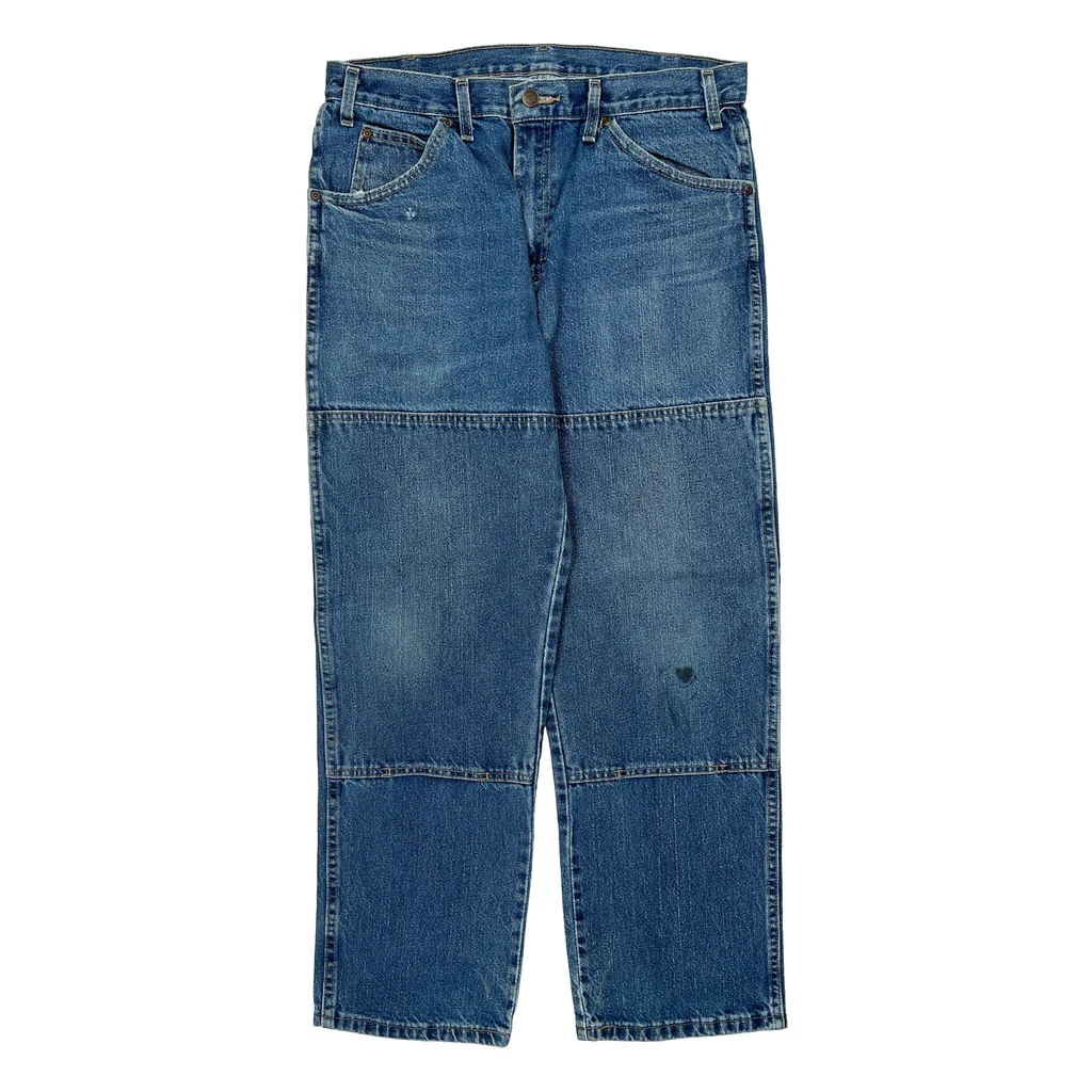 Dickies Double Knee Carpenter Trousers - 32W 29L Blue Cotton - Image 2