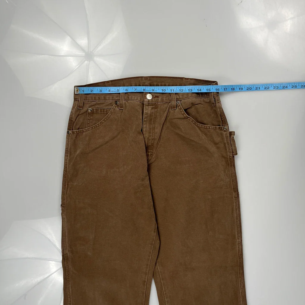 Dickies Carpenter Trousers - 32W 32L Brown Cotton - Image 3