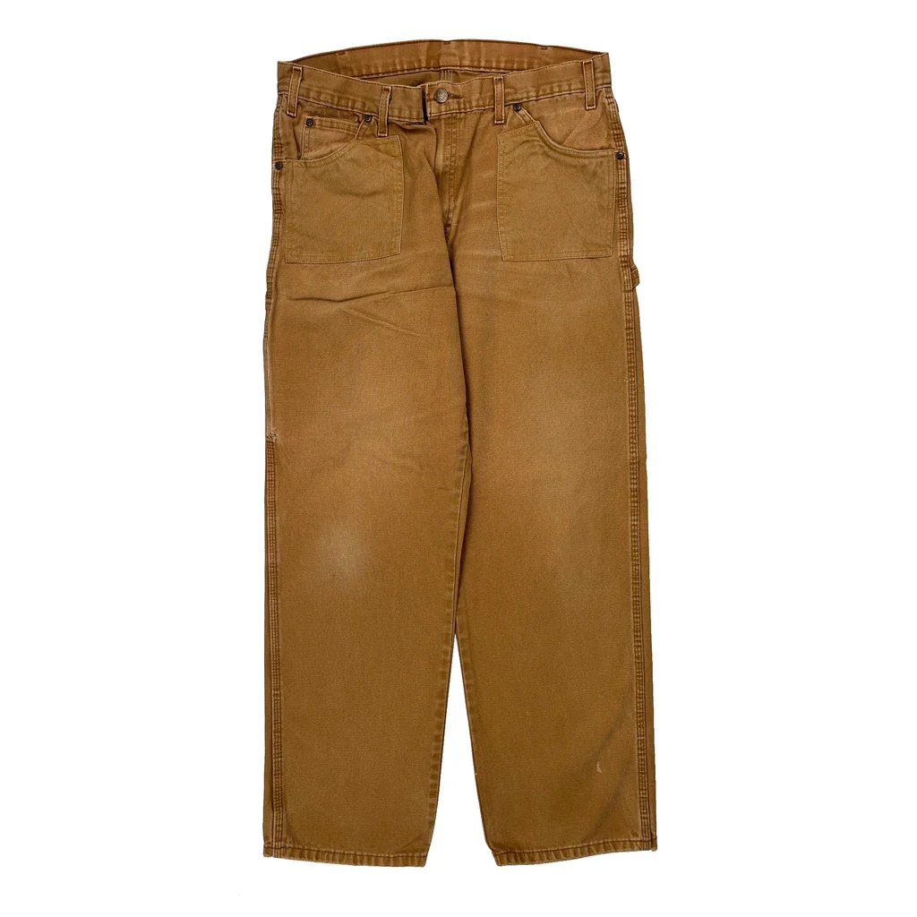 Dickies Carpenter Trousers - 32W 30L Brown Cotton - Image 2