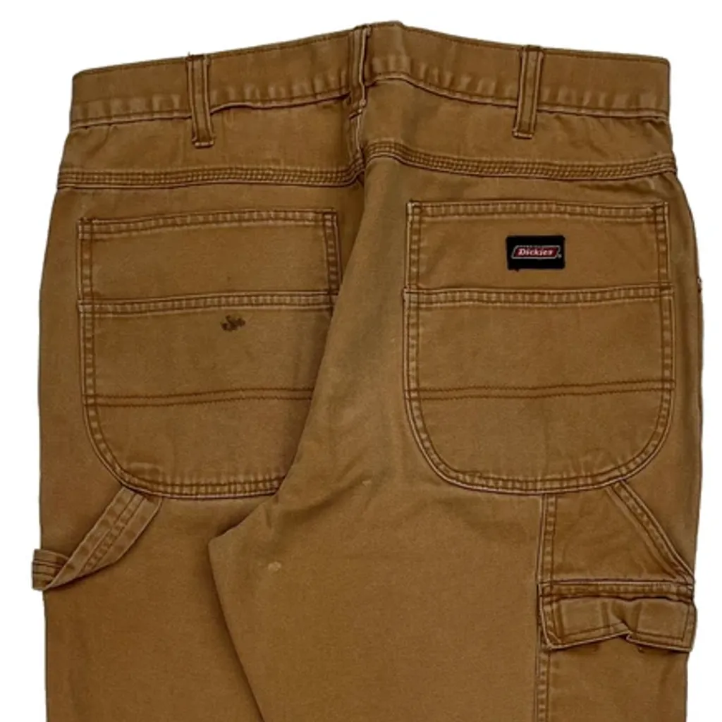 Dickies Double Knee Carpenter Trousers - 33W 30L Brown Cotton - Image 7
