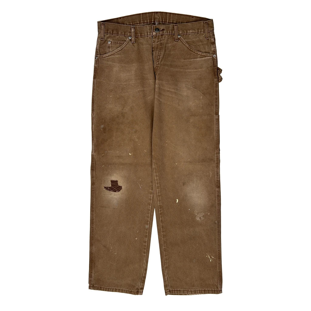 Dickies Carpenter Trousers - 34W 32L Brown Cotton - Image 2
