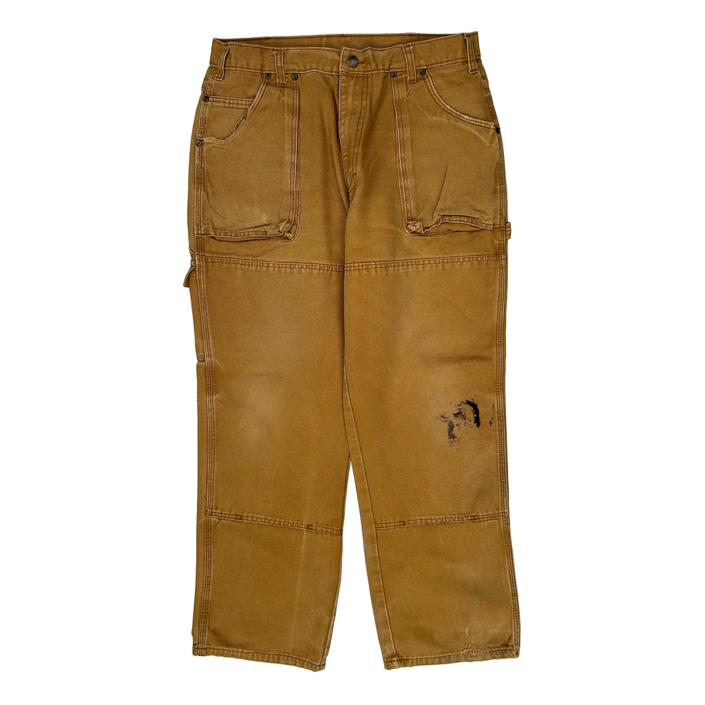 Dickies Double Knee Carpenter Trousers - 34W 29L Brown Cotton - Image 2