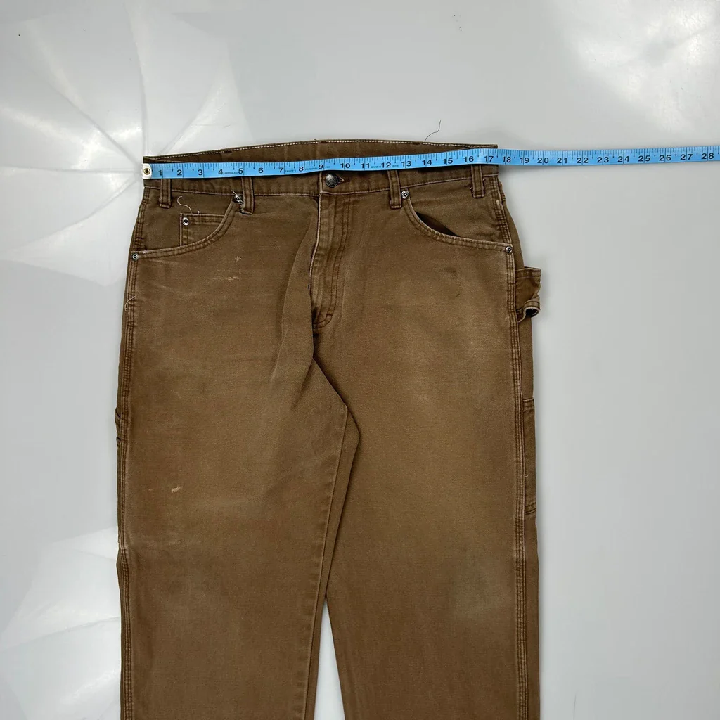 Dickies Carpenter Trousers - 34W 29L Brown Cotton - Image 3