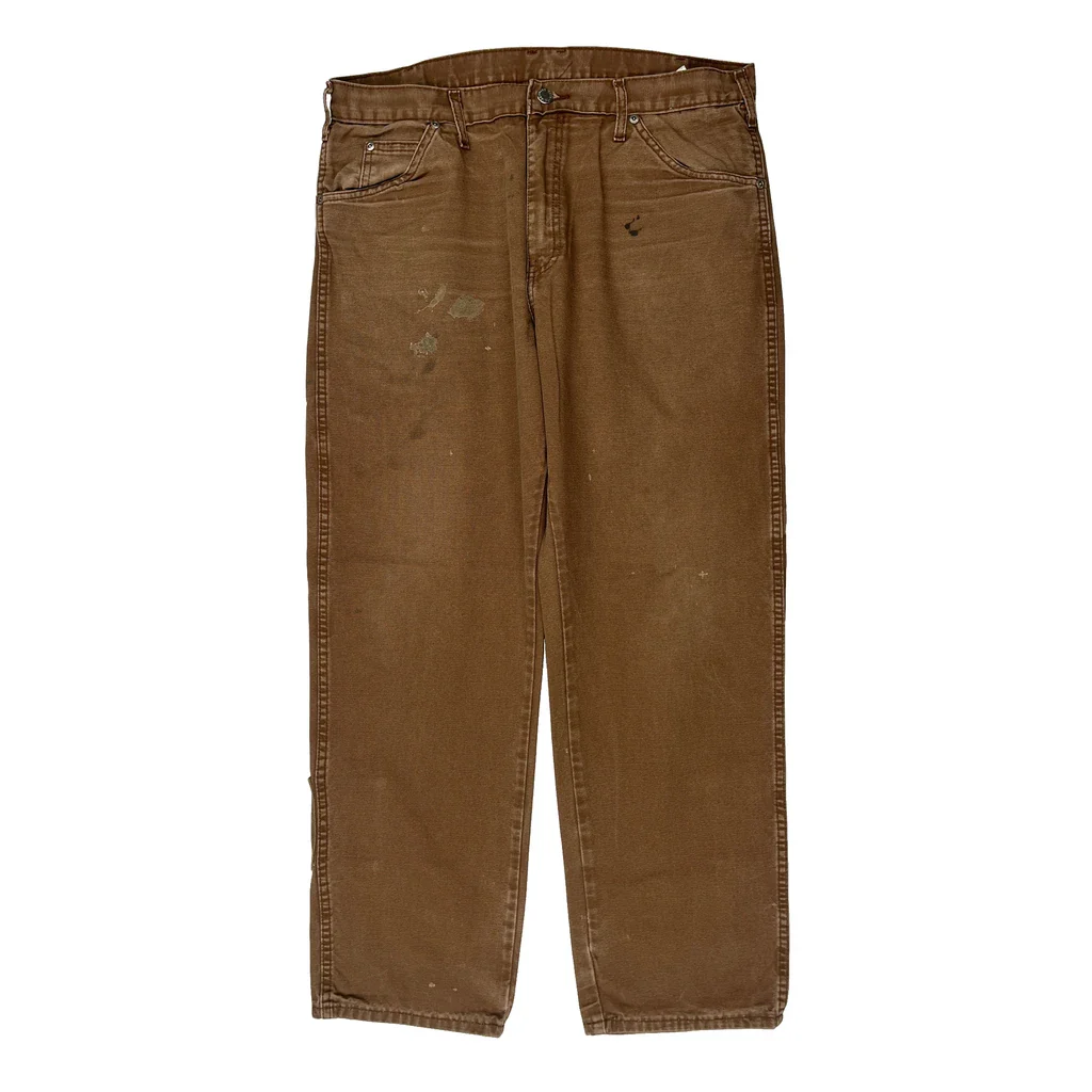 Dickies Carpenter Trousers - 35W 31L Brown Cotton - Image 2