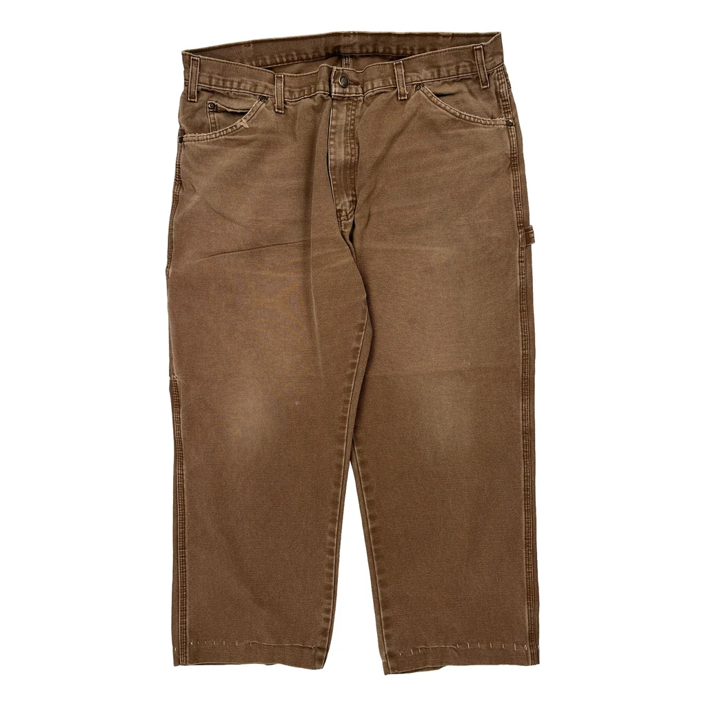 Dickies Carpenter Trousers - 36W 27L Brown Cotton - Image 2