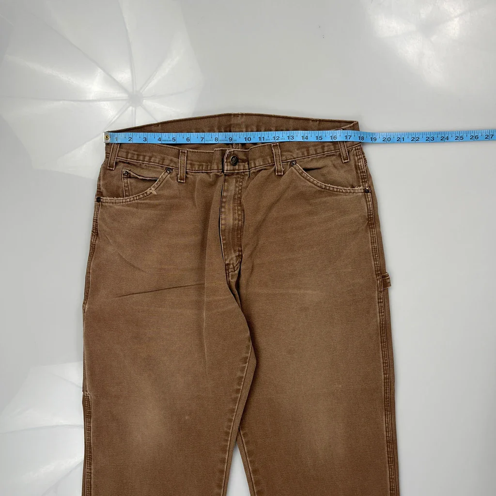 Dickies Carpenter Trousers - 36W 27L Brown Cotton - Image 3