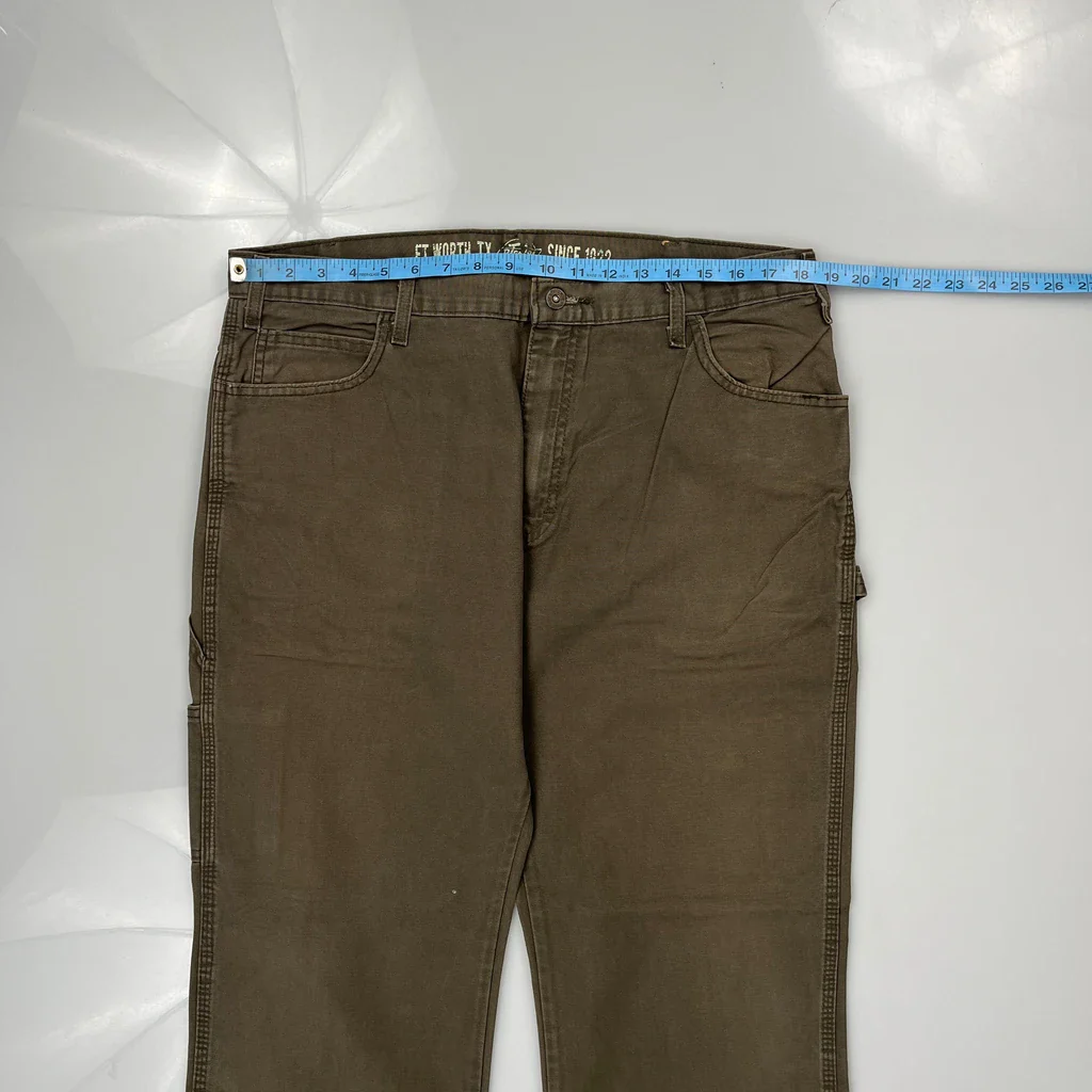 Dickies Carpenter Trousers - 36W 32L Brown Cotton - Image 3