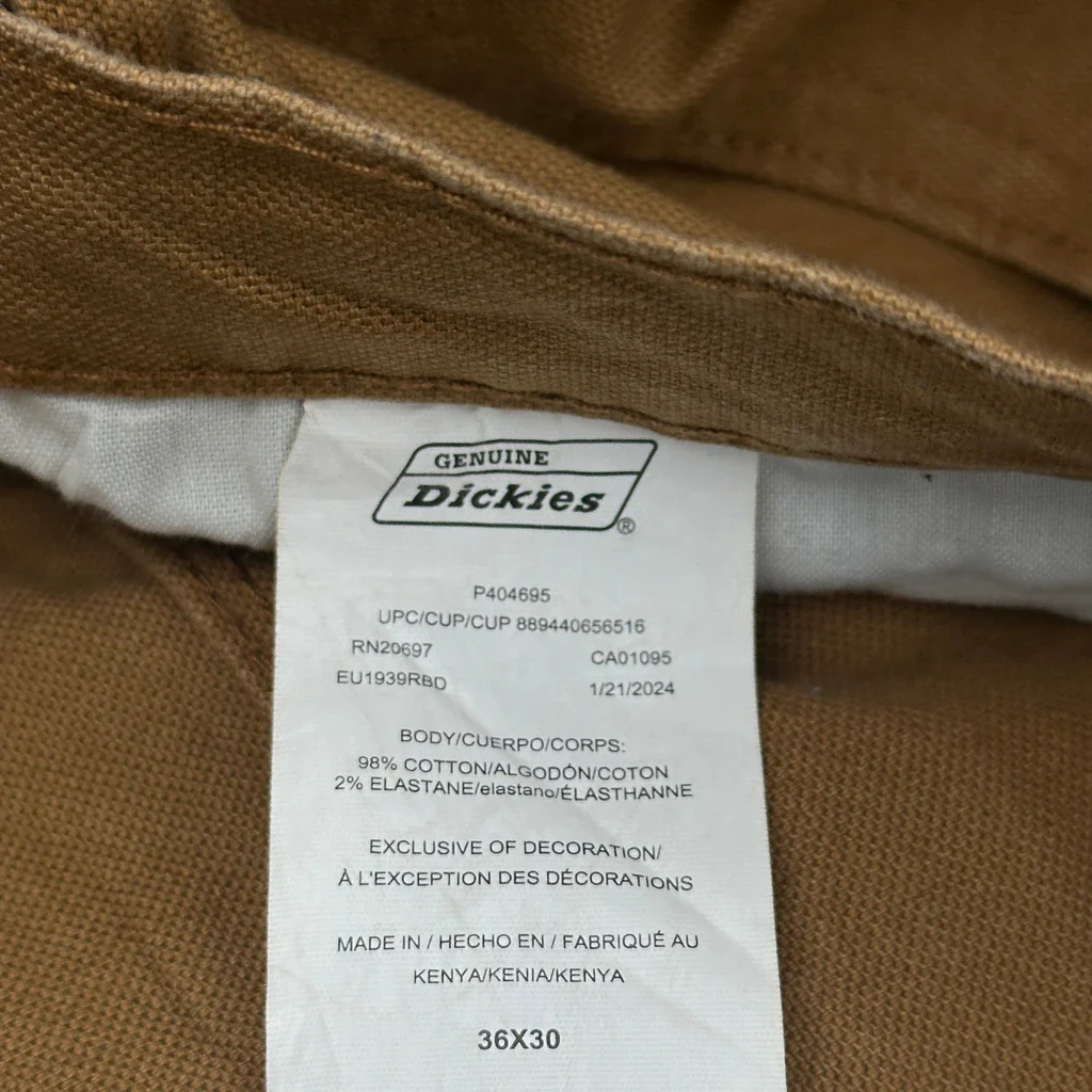 Dickies Carpenter Trousers - 36W 26L Brown Cotton - Image 6