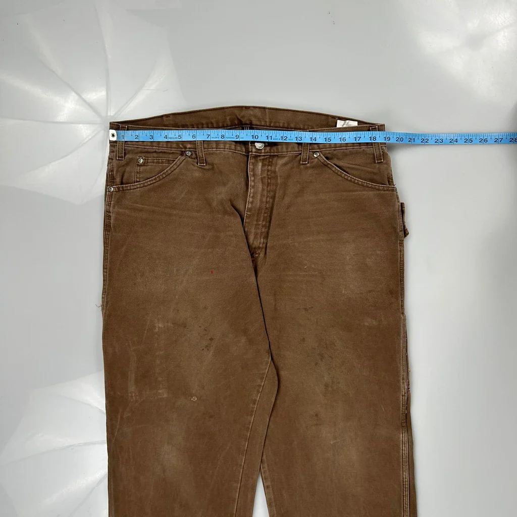 Dickies Carpenter Trousers - 37W 31L Brown Cotton - Image 3