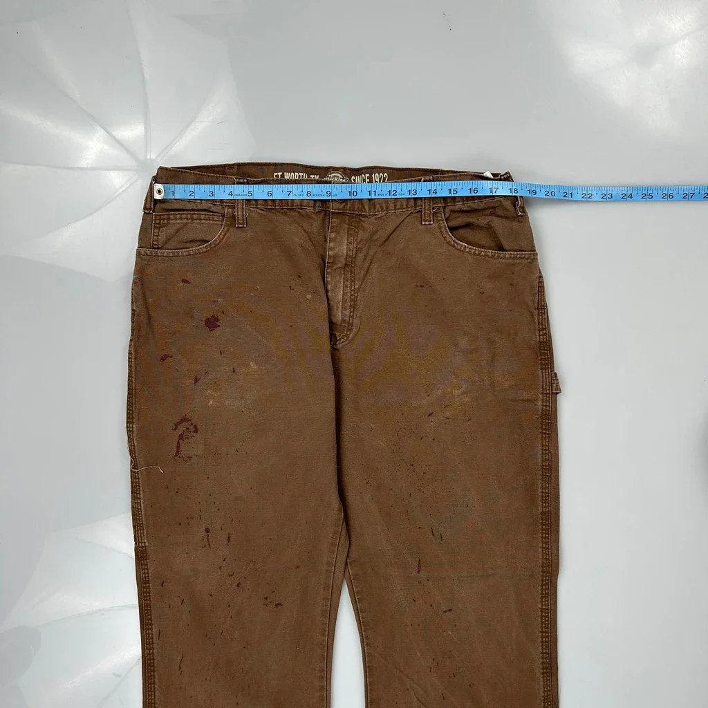 Dickies Carpenter Trousers - 38W 30L Brown Cotton - Image 3