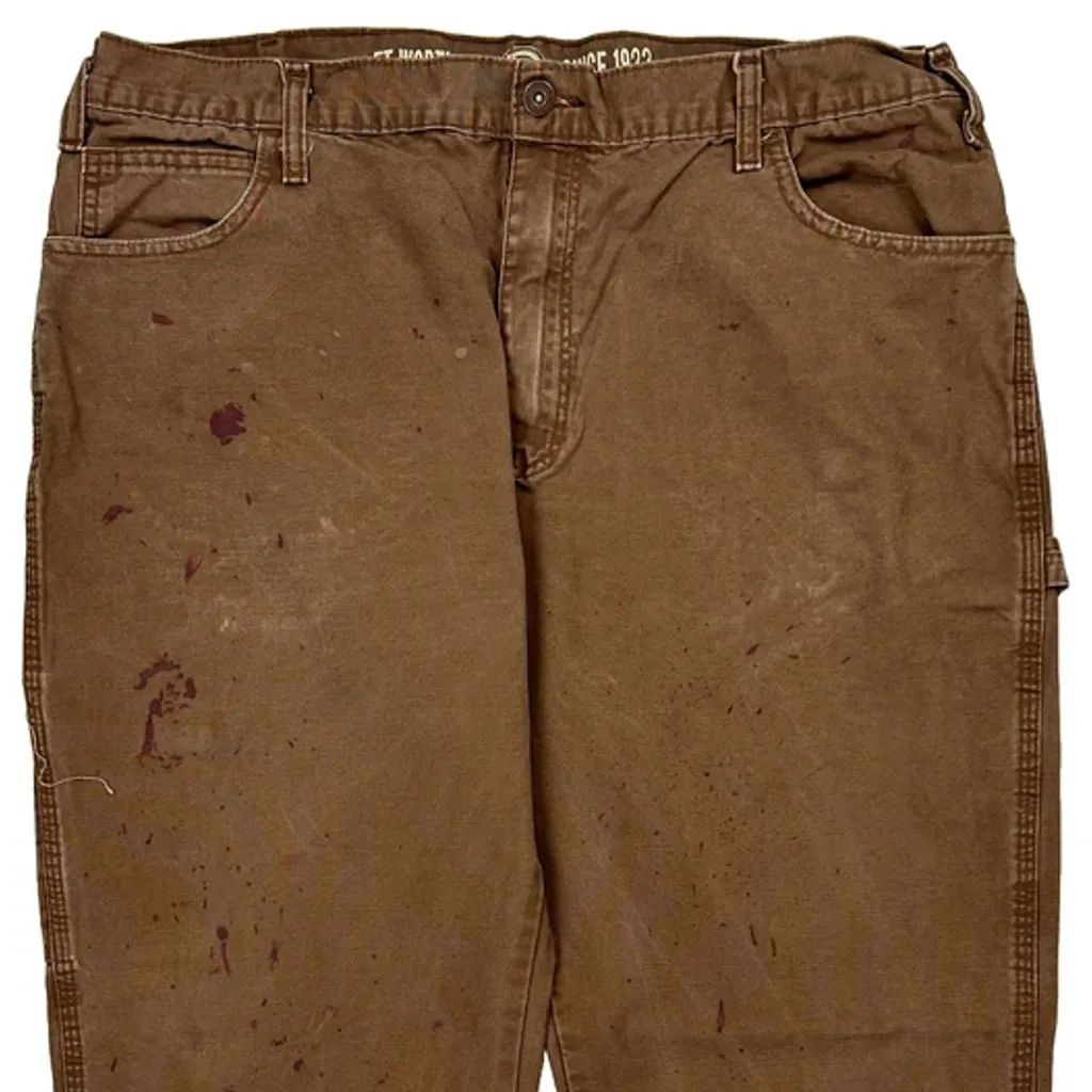 Dickies Carpenter Trousers - 38W 30L Brown Cotton - Image 9