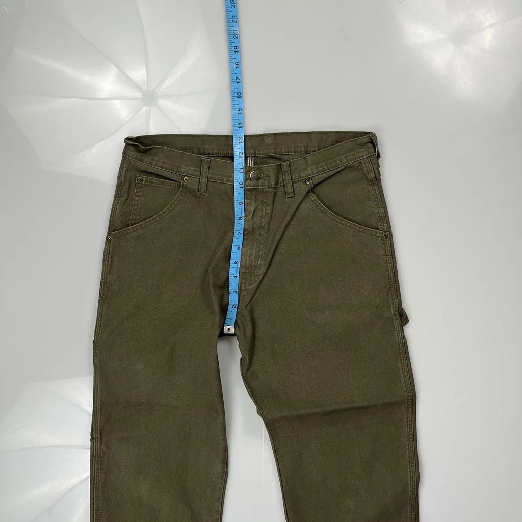 Dickies Carpenter Trousers - 32W 26L Green Cotton - Image 4
