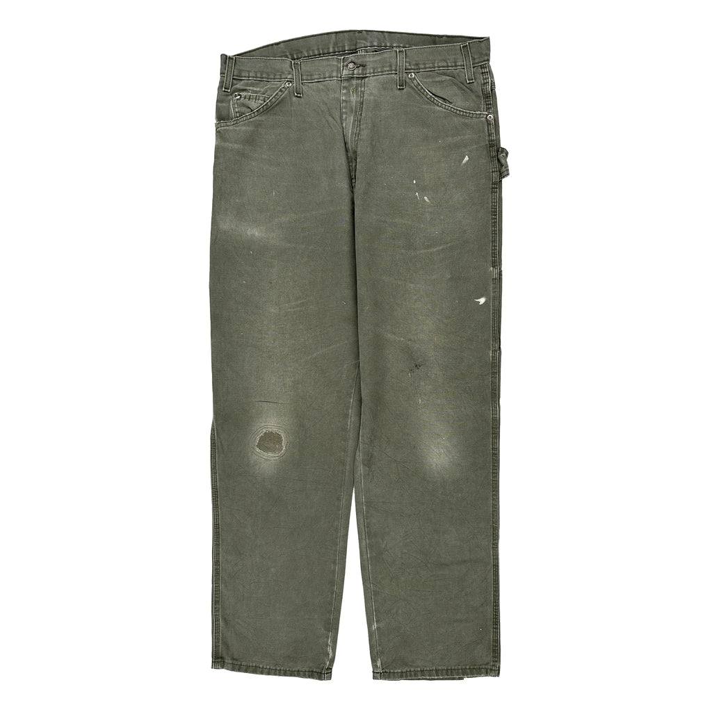 Dickies Double Knee Carpenter Trousers - 36W 34L Green Cotton - Image 2