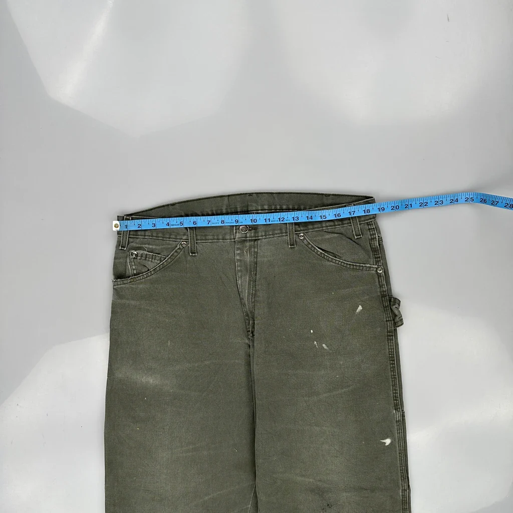 Dickies Double Knee Carpenter Trousers - 36W 34L Green Cotton - Image 3