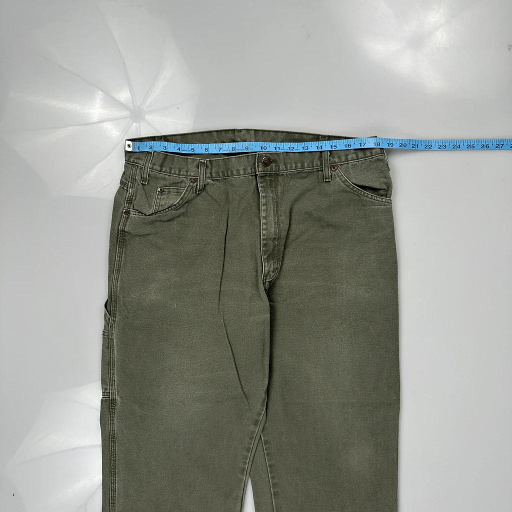 Dickies Carpenter Trousers - 38W 27L Green Cotton - Image 3