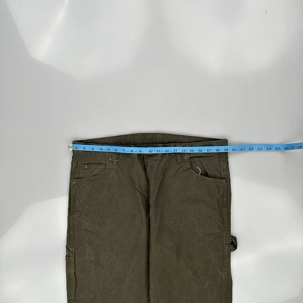 Dickies Double Knee Carpenter Trousers - 38W 32L Green Cotton - Image 3