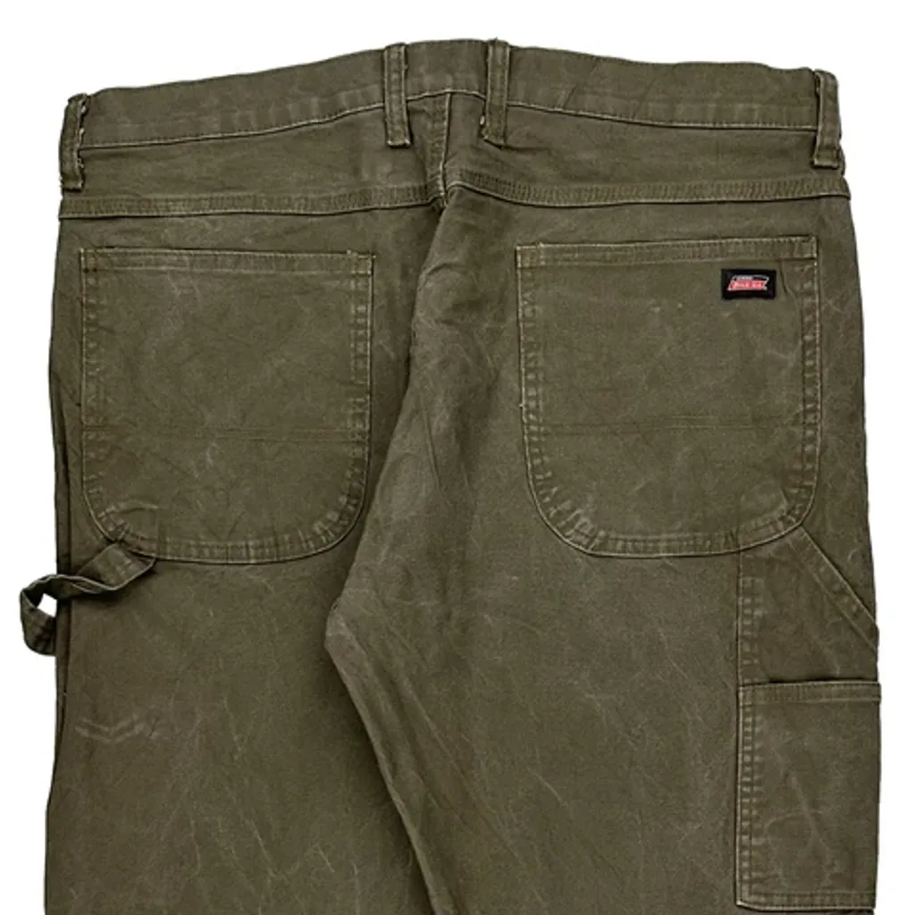 Dickies Double Knee Carpenter Trousers - 38W 32L Green Cotton - Image 9