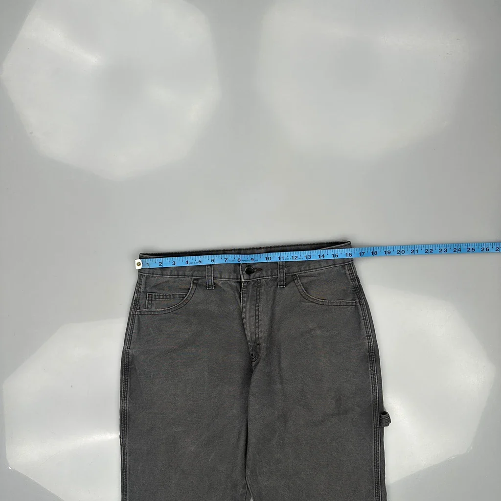 Dickies Double Knee Carpenter Trousers - 32W 29L Grey Cotton - Image 3