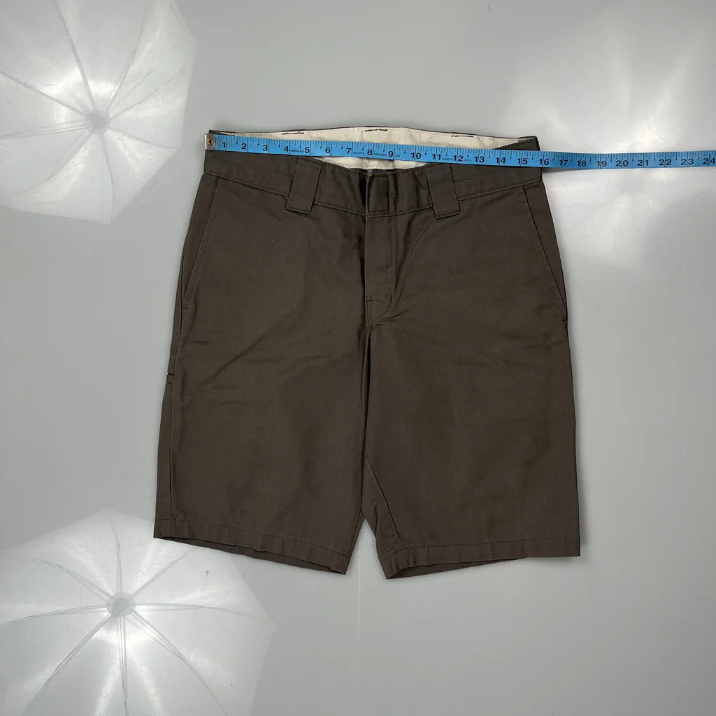 Dickies Slim Fit Chino Shorts - 32W 11L Brown Cotton - Image 3