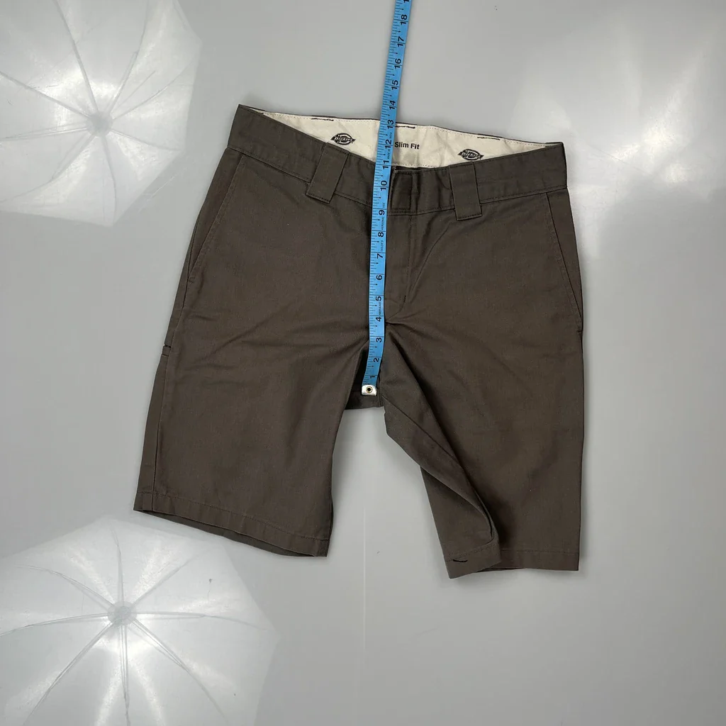 Dickies Slim Fit Chino Shorts - 32W 11L Brown Cotton - Image 4