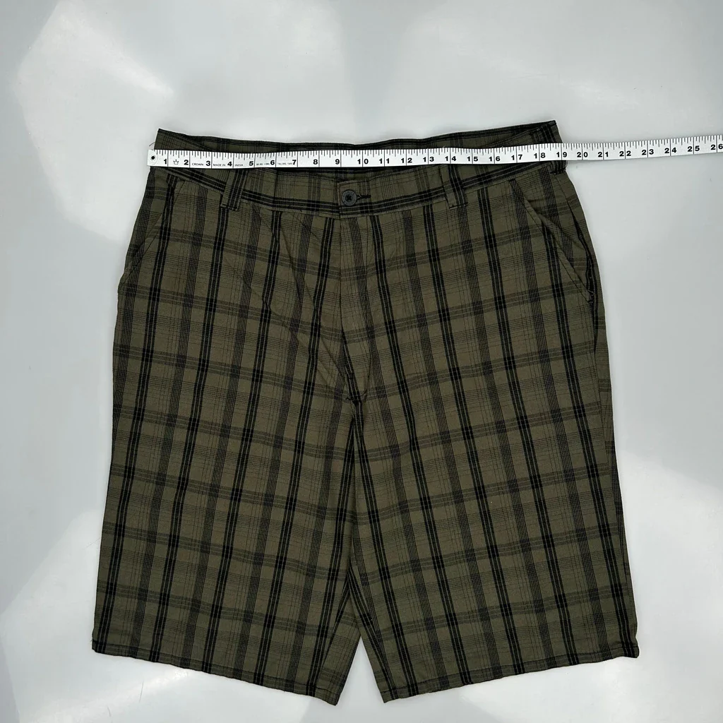 Dickies Checked Chino Shorts - 38W 10L Brown Cotton - Image 3