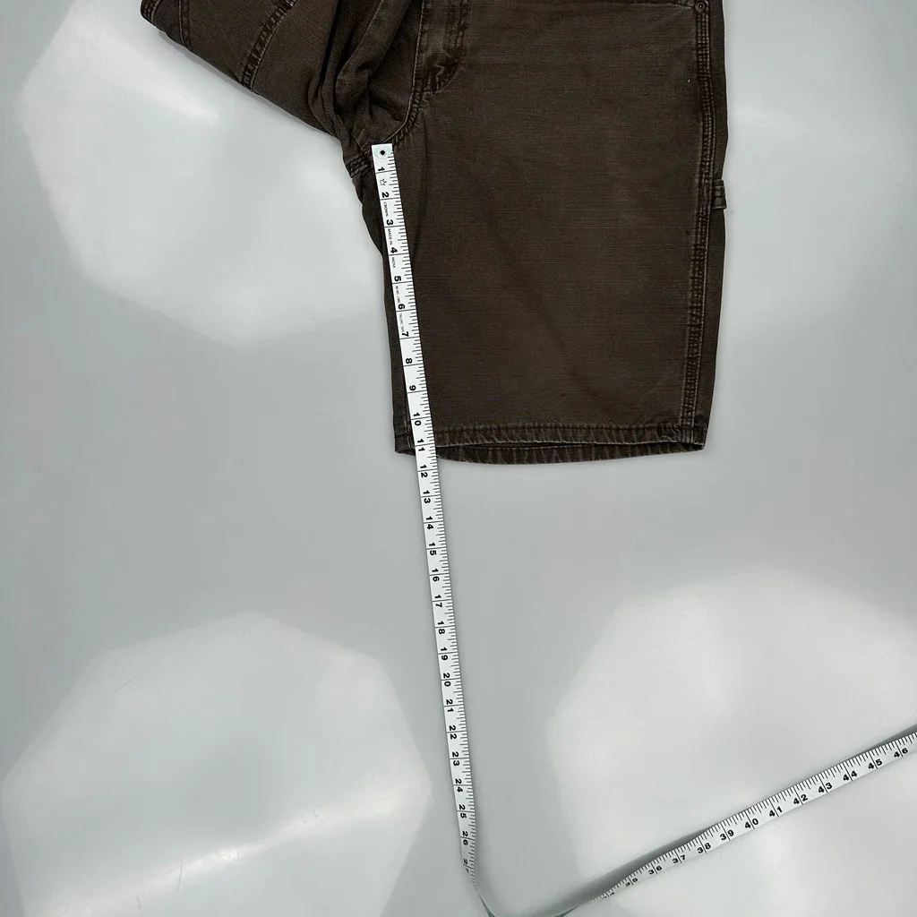 Dickies Checked Chino Shorts - 38W 10L Brown Cotton - Image 7