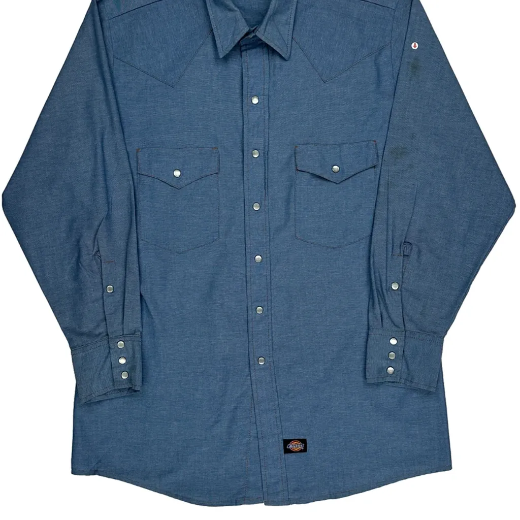 Dickies Denim Shirt - Large Blue Cotton Blend - Image 6