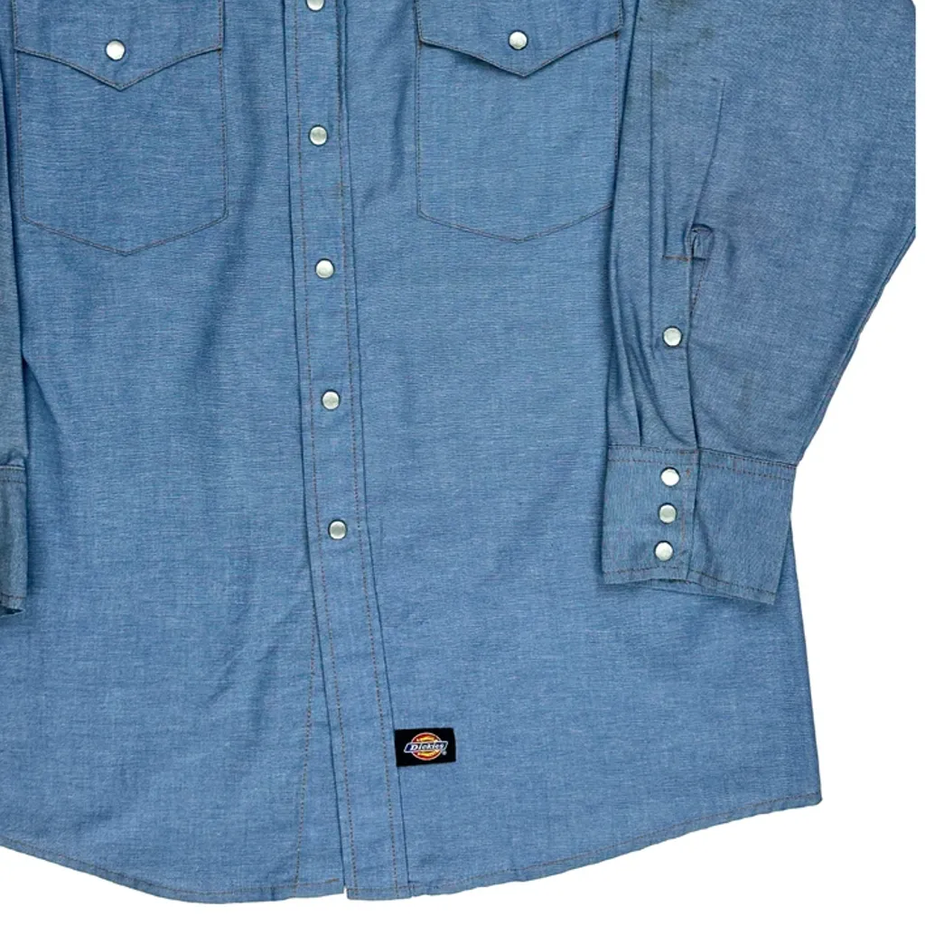 Dickies Denim Shirt - Large Blue Cotton Blend - Image 7