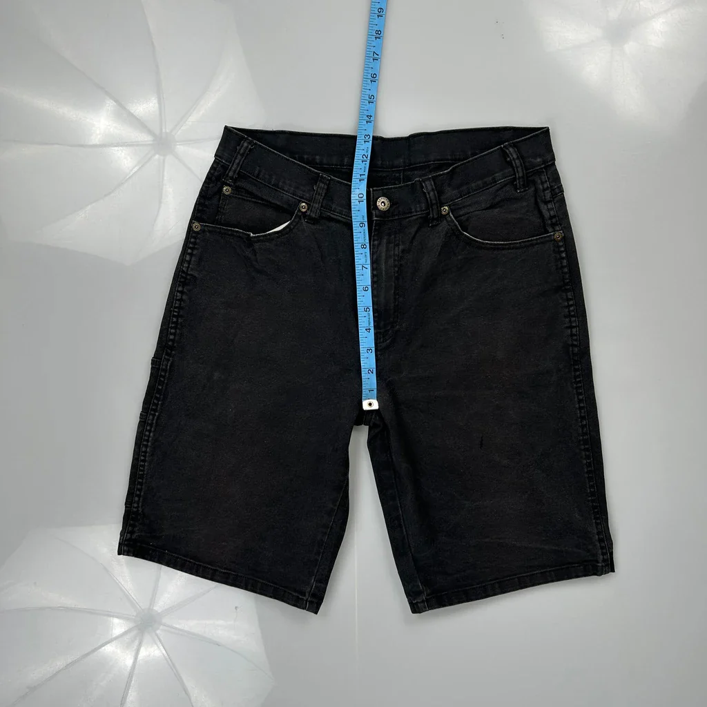 Dickies Baggy Denim Shorts - 30W 11L Black Cotton - Image 4