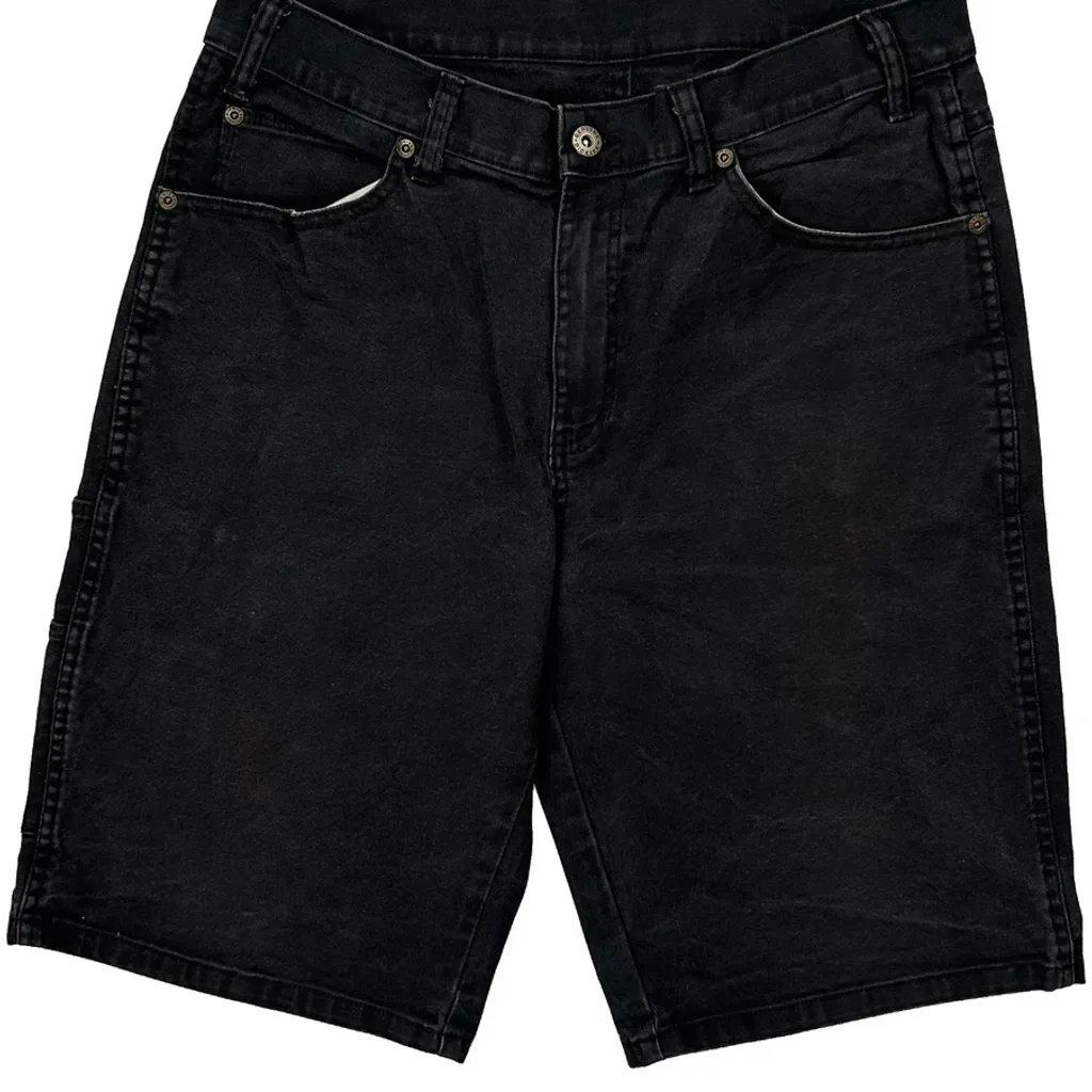 Dickies Baggy Denim Shorts - 30W 11L Black Cotton - Image 9