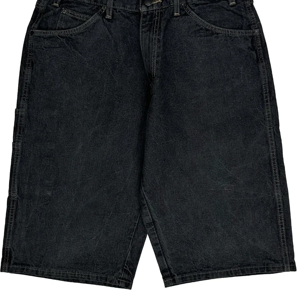 Dickies Baggy Denim Shorts - 34W 11L Black Cotton - Image 10