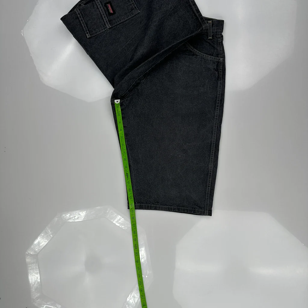 Dickies Baggy Denim Shorts - 34W 11L Black Cotton - Image 5