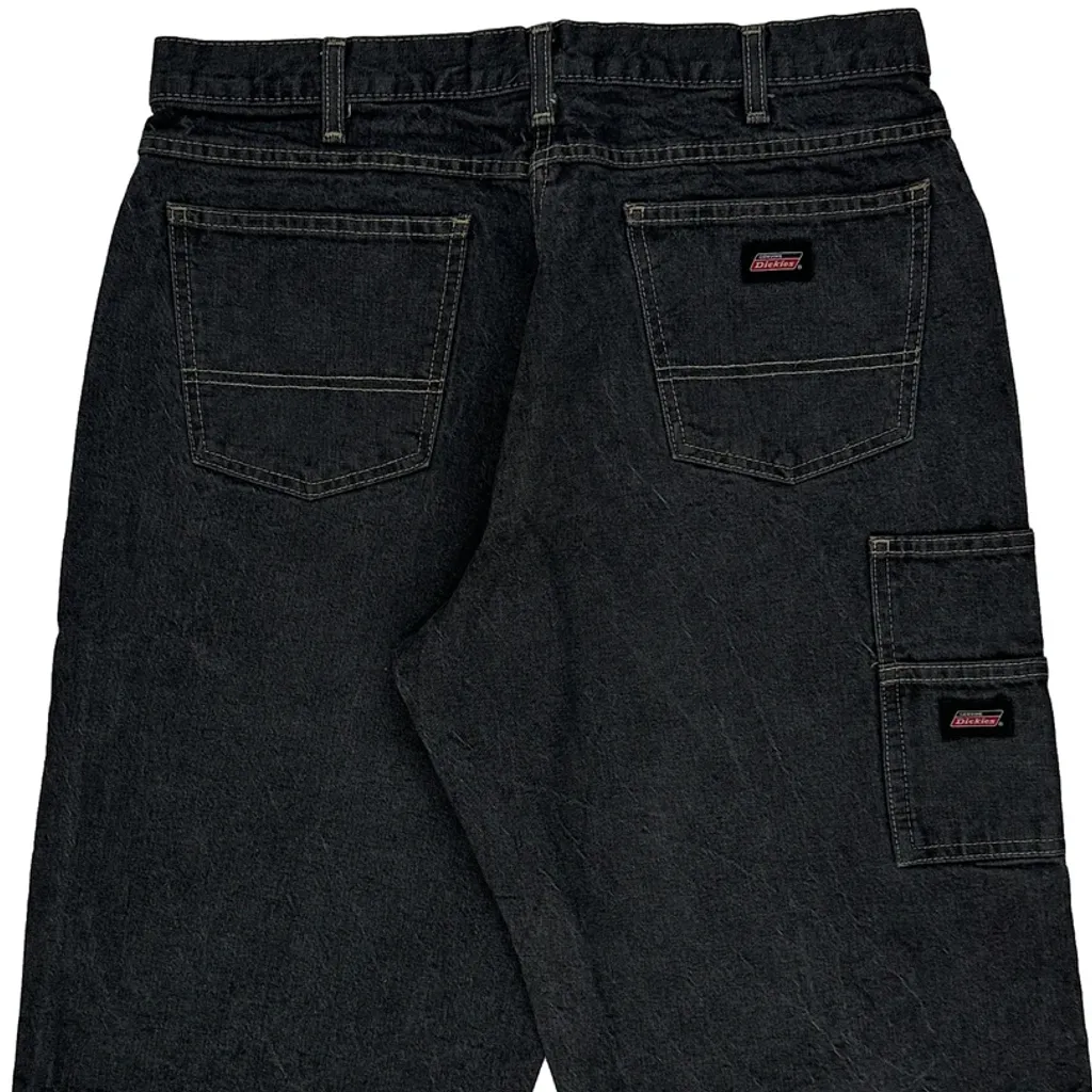 Dickies Baggy Denim Shorts - 34W 11L Black Cotton - Image 7
